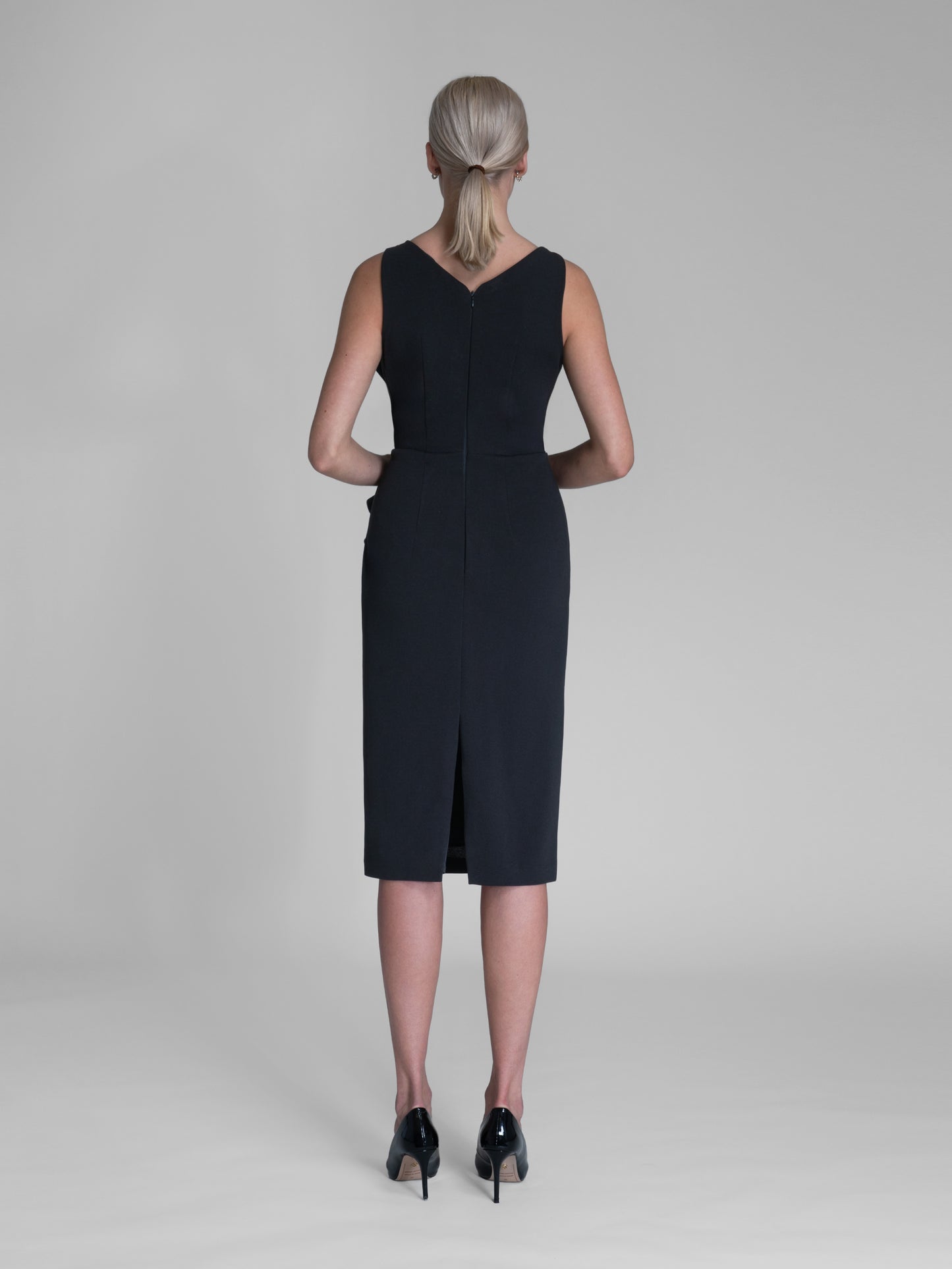 Amelia Black Embellished Peplum Dress